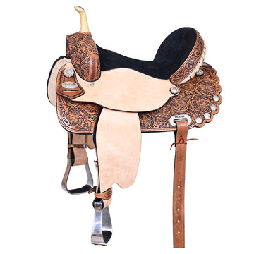 Hilason Western Horse Treeless Trail Barrel American Leather Saddle